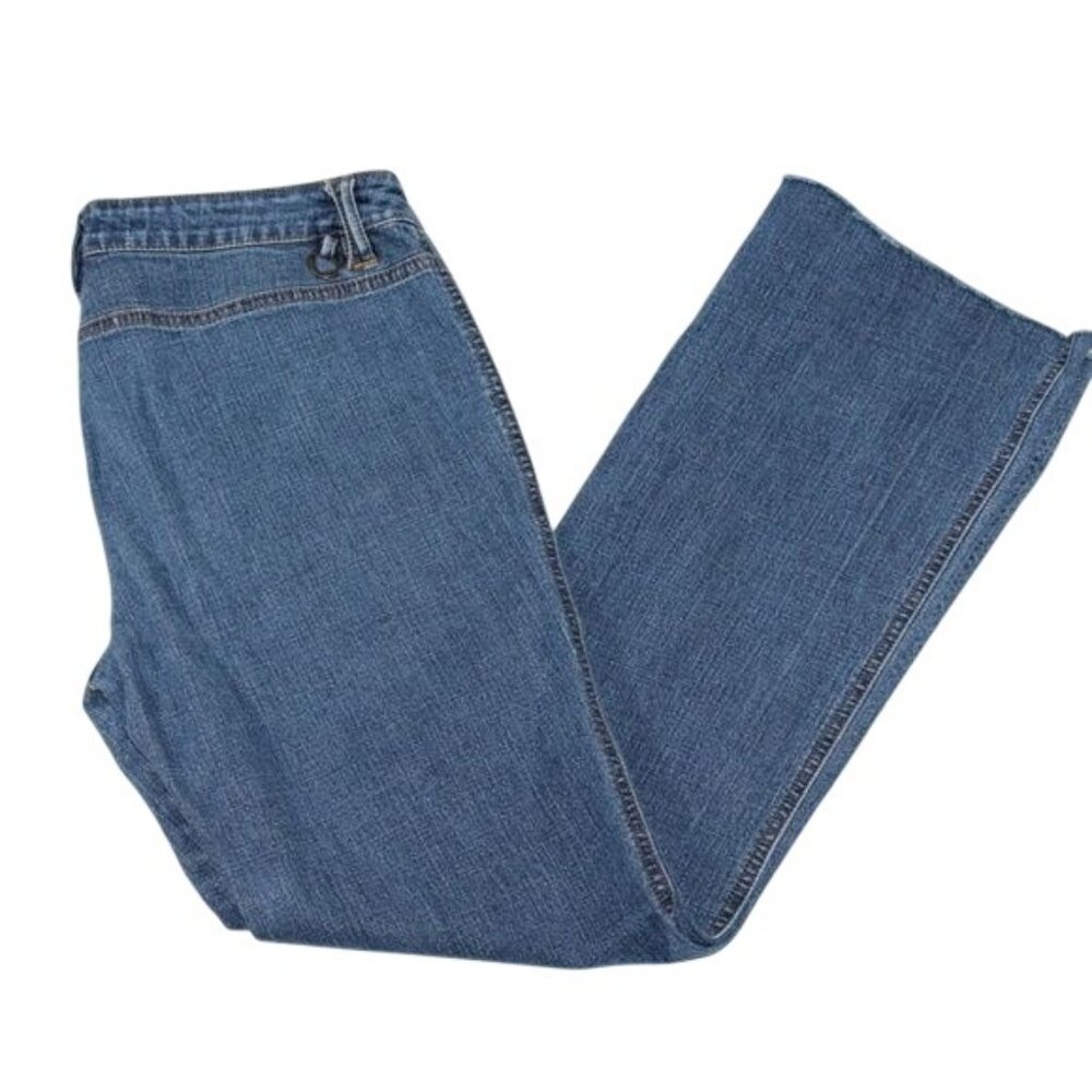 DKNY Womens Sz 4 Medium Wash Raw Edge Hem Bootcut Denim Blue Jeans - Picture 4 of 7